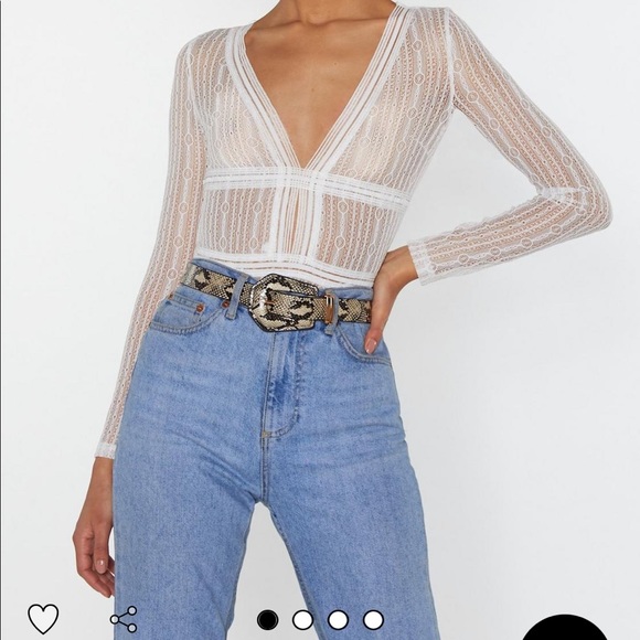 Nasty Gal Tops - Sheer me out lace bodysuit